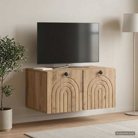 vidaXL Meuble TV mural 59,5 x 41 x 30 cm Chêne artisanal (1/5)