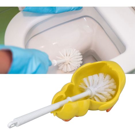 Brosse de toilette petite brosse jaune canard sans joint, brosse de nettoyage en profondeur avec base pour salle de bain-AquaForge (1/5)