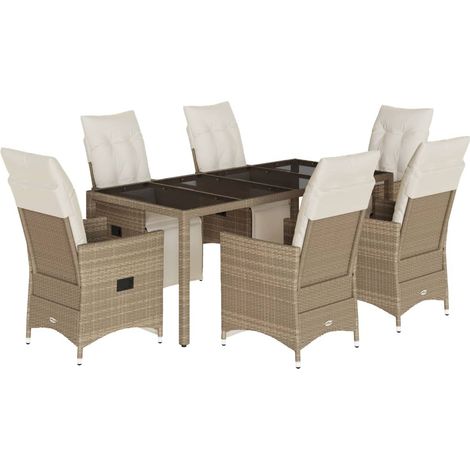 Maison Exclusive - 7-tlg. Garten-Bistro-Set mit Kissen Beige Poly (1/5)