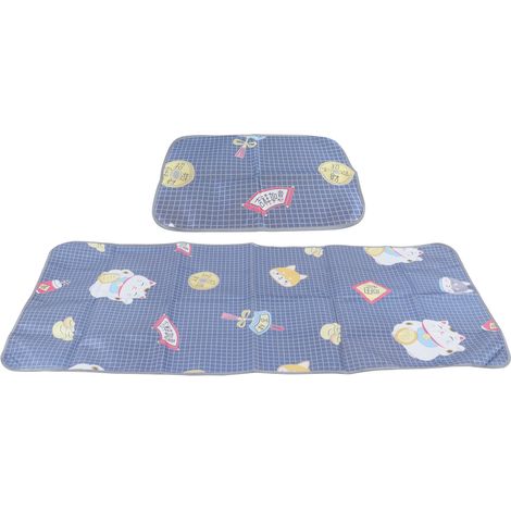 Tapis rafraîchissant d'été lavable et pliable avec taie d'oreiller intégrée pour la chambre à coucher (80 x 195 cm).
