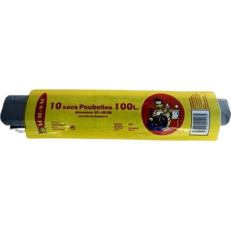 Sacs poubelles NF ENVIRONNEMENT 100L pochette de 10 sacs - GECOSAC - 258