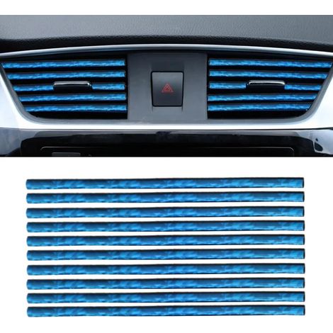 10 piezas de decoración para rejillas de ventilación del coche, accesorio de estilo para el interior del coche, tira decorativa multicolor para rejillas de ventilación (azul) (1/5)