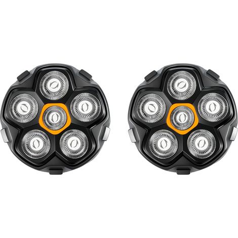 Tête de Rasoir de Rechange 6D pour Rasoirs Crâne Homme – Tête de Rasage Magnétique, Rasage à Sec & Humide, Compatible avec Kensen, JoyKoi, Kibiy (Jaune, Lot de 2) (1/5)