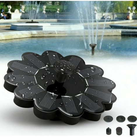 Solar Powered Fountain, Water Pump, Bird Bath Floating Garden Pond Pool Fish Tanks For Garden Sprinklers,Fontaine solaire en forme de fleur,φ16cm (1/5)