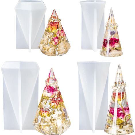 Moule En Silicone Forme De Pyramide - Pour Résine Époxy Et Décoration Maison - 4 Pièces (1/5)