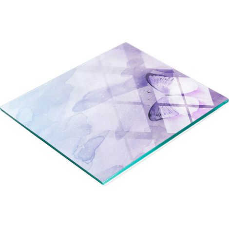 Tabla de cortar y servir decorativa de cristal con mariposa morada, 60x52 cm