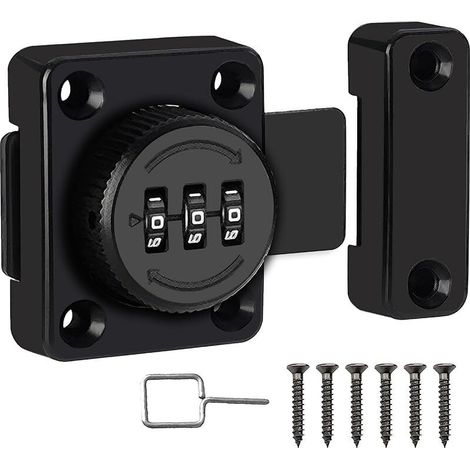Verrou portable à 3 chiffres avec mot de passe pour porte unidirectionnelle, tiroir, armoire de bureau (1/5)