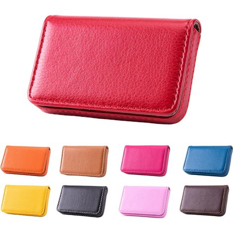Porte-cartes en cuir synthétique, homme et femme, fermeture magnétique pour cartes de visite et crédit. (1/5)