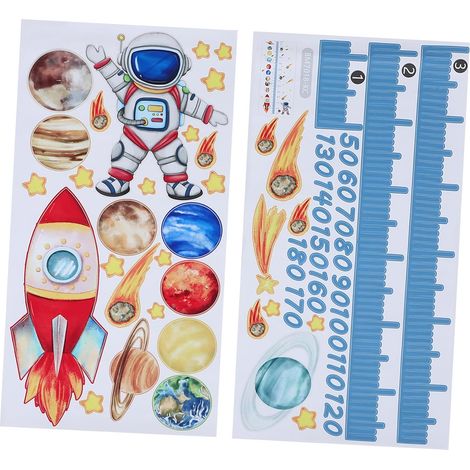 Autocollants Muraux Garçon et Filles Thème Astronaute et Planètes, Autocollants de Croissance en Pvc Résistants à L'usure pour Chambre D'garçon et Filles et Maternelle (1/5)