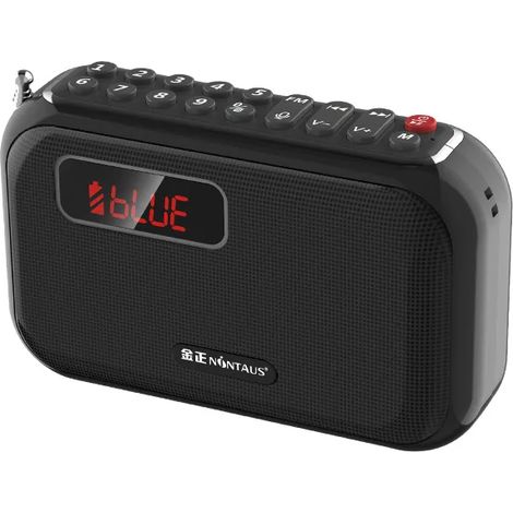 Mini radio FM de poche, écran LED, récepteur radio haute sensibilité, haut-parleur Bluetooth avec caisson de basses, microphone et fonction d'enregistrement. (1/5)