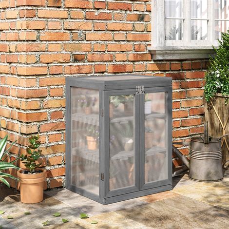 Serra Outsunny, trasparente, adatta per uso esterno, in legno e policarbonato, 58 x 44 x 78 cm