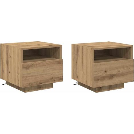 Table de chevet 2 pcs Cabinet de chevet Table de nuit Chêne artisanal 40 x 39 x 37 cm (1/5)