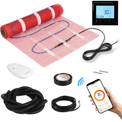 Jiubiaz Suelo radiante eléctrico 2 m² 150 W/m², manta calefactora 0,5×4 m con termostato WiFi (1/5)