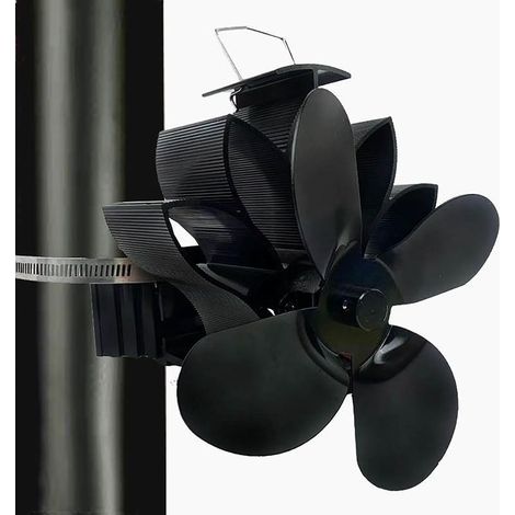 Ventilateur de cheminée non électrique pour poêles à bois - Ventilateur thermique - 4 pales - Moteur silencieux - Flux d'air horizontal (1/4)