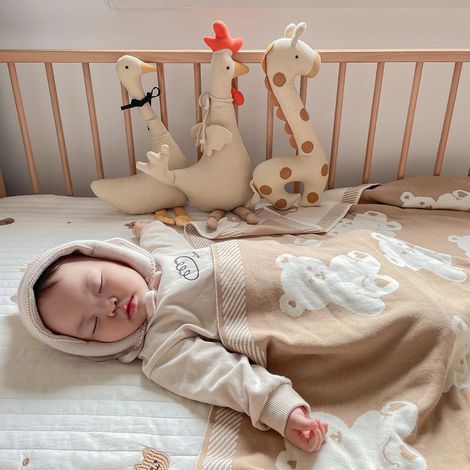 Dekoratives Baumwollkissen für Kinder – Henne, Hahn, Giraffe, Reh (1 Stück im Beutel) (1/5)