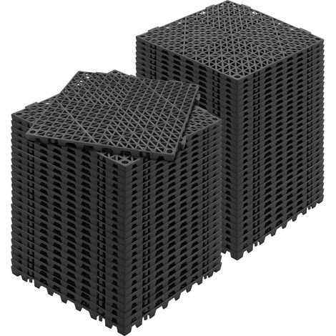 Lot de 55 Dalles de Jardin Piscine 30x30x1,5 cm Noir Dalle Clipsable Ajourée Antidérapante en PVC Drainage Rapide Revêtements de Sol Extérieur Intérieur pour Terrasse Cuisine Spa Salle de Bain (1/5)