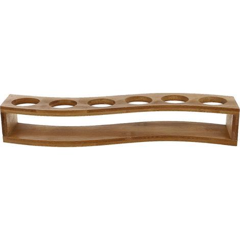 1 sicherer und natürlicher Schnapsglashalter aus Bambus mit 6 Aufbewahrungsfächern (beige) – 32,5 x 6,5 x 5,3 cm – Beige (1/4)