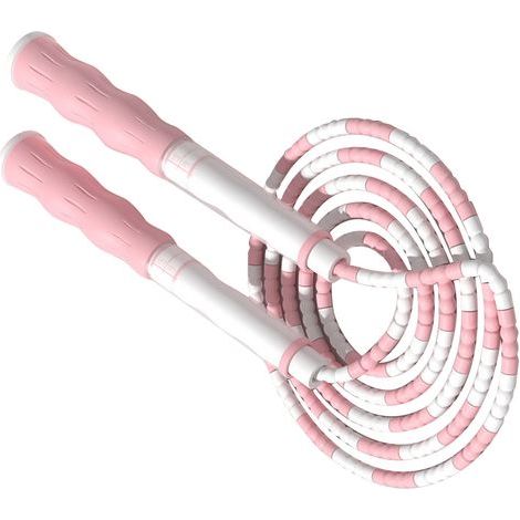 Children's jump rope, adjustable length, high flexibility, non-slip handle, beads, for home and school exercise, pink (1/5)