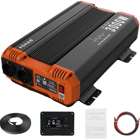 Inverter CC-CA, onda sinusoidale pura, telecomando, 3000 W, Europa, 24 V CA, 220-240 V CA (1/2)