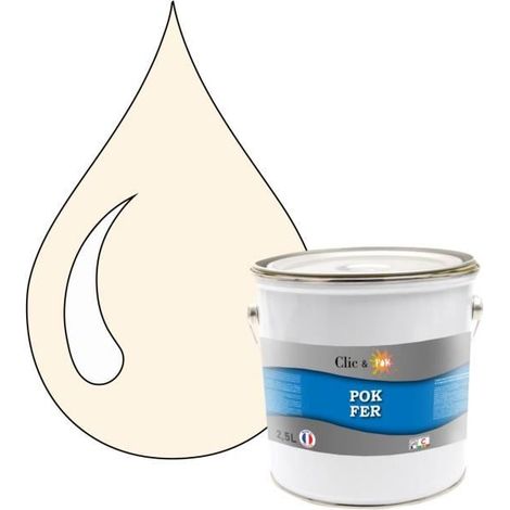Peinture - POK - Fer Antirouille - Glycérophtalique - 2,5L - Blanc crème (1/4)