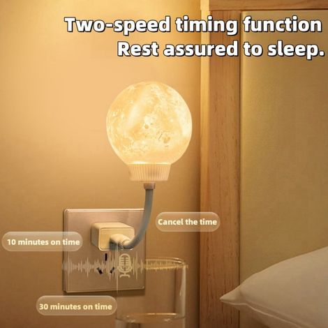 Veilleuse USB en forme de Lune, commande vocale, gradable, pour chambre et sommeil,Blanc (1/5)