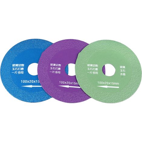 Lot de 3 disques à découper le verre, vert, bleu et violet, ultra-fins, pour la découpe de carrelage et de céramique. (1/5)