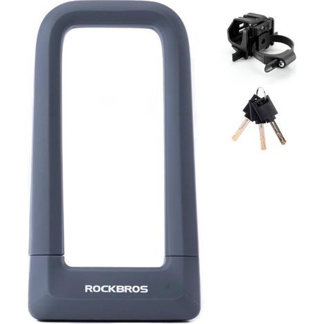 Lucchetto per bicicletta, lucchetto a U con chiave Rockbros (RKS626-GR) grigio (1/5)