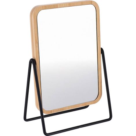 Specchio in bambù e metallo, 2 lati, 1 ingrandimento x 2 - bambù nero - Tendance