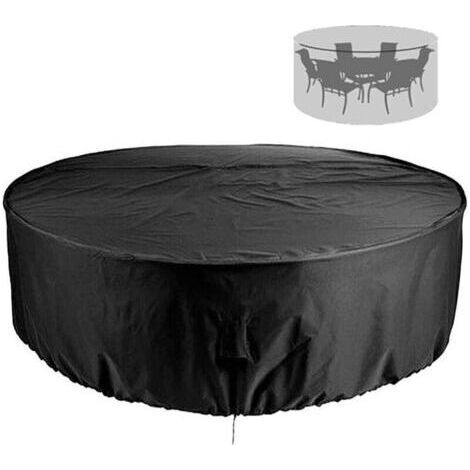 Housse de protection ronde pour table de jardin, imperméable et coupe-vent, Oxford 210D, pour table de jardin ronde, 130 x 71 cm (1/5)