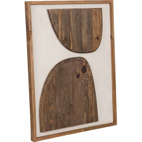 Cuadro artesanal de madera reciclada con relieve marrón y blanco 62x4x82h cm (1/5)