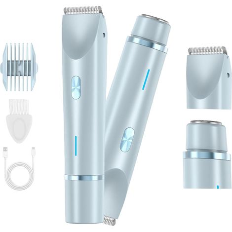 Tondeuse bikini with femmes 2 to 1 Rasoir électrique indolore pour femmes Autonomie sans fil 120 min Rasoir bikini rechargeable étanche IPX7 avec lame en céramique pour maillot, corps, visage, aissell (1/5)