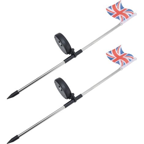 Lot de 2 lampes solaires LED blanches avec drapeau britannique pour jardin et pelouse, idéales pour la décoration extérieure. (1/5)