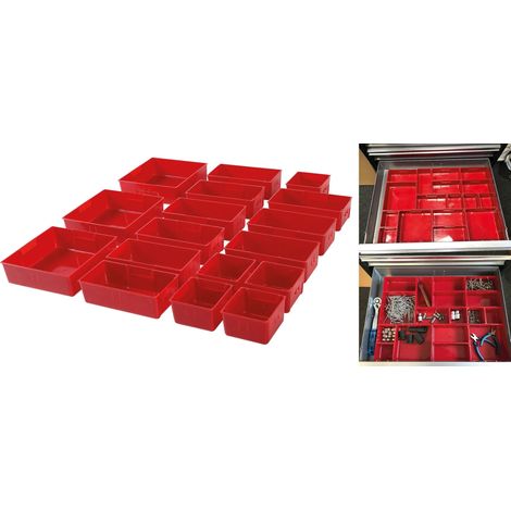 Compartiments de rangement en matière plastique pour servante d’atelier 17 pièces
