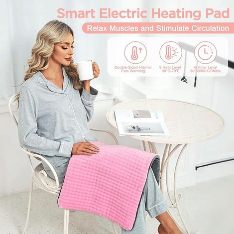 Coussin Chauffant, Tapis Chauffant 43×84cm Lavable en Machine, Coussin Chauffant Dos Epaule et Nuque, Electrique, Flanelle (1/2)