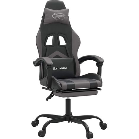 Maison Exclusive - Sedia da Gaming con Poggiapiedi Nero e Grigio in Similpelle (1/5)