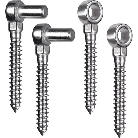 Charnière de Portail M12, 2 Set Quincaillerie à œillet et Goupille Crochet à Vis de Ferme Robuste en Métal pour Clôture en Bois/Portail de Jardin/Portail de Champ/Allée, 11cm (1/5)