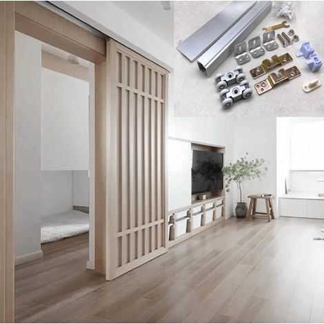 Rail porte coulissante avec cache et accessoires - 2M - en Aluminium - SECURY-T