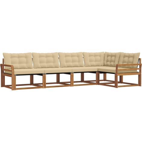 Ensemble de canapés d'extérieur 5 pcs  Salon de jardin Naturel et Beige