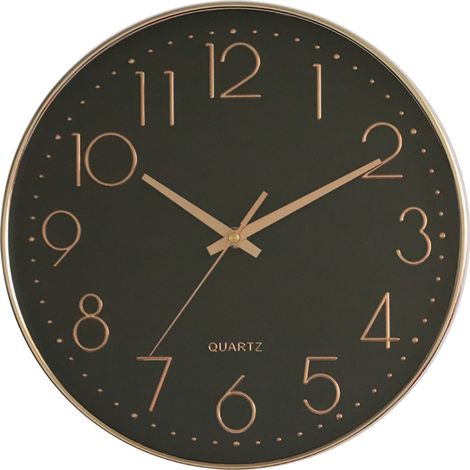 Horloge Murale - Silencieuse - 30 Cm - Chiffres 3D - Cadran Jaune Et Blanc - Fonctionne Sur Pile AA (1/5)