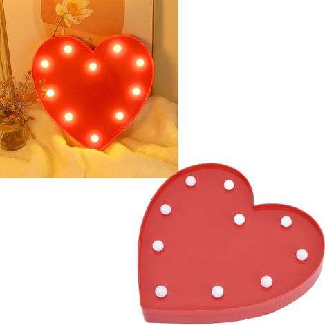Veilleuse en forme de cœur, design mignon, lampe décorative pour chambre d'enfant, ornement, lumière d'ambiance, rouge. (1/5)