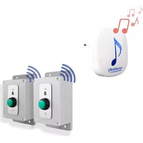 Kit sonnette 2 boutons haute résistance sans-fil 300m autonomes avec carillon 35 mélodies (DA600+) (1/5)