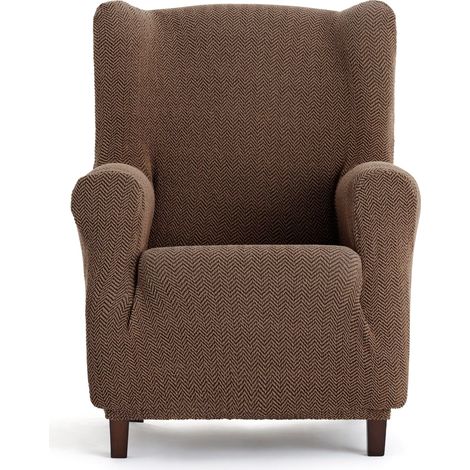 Housse bi-élastique pour fauteuil à oreilles super élastique – Housse de fauteuil à oreilles marron adaptable, respirante et facile à installer avec des mousses de fixation et des élastiques (1/5)