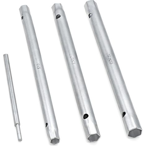 Lot de 4 clés à pipe et bougies 8-9, 10-11, 12-13 mm avec tarauds à poignée moletée (1/4)