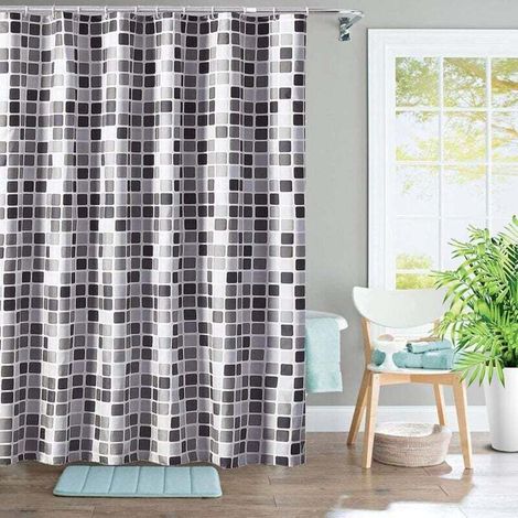 Tenda da doccia domestica 180 x 180 cm, impermeabile e antimuffa, tenda da bagno a mosaico, tenda da doccia extra large in poliestere