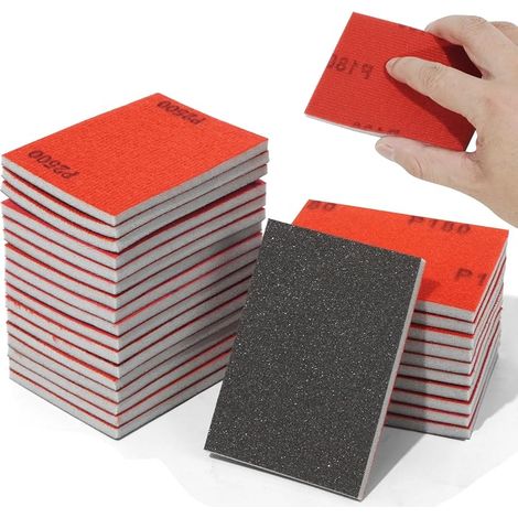 Lot de 28 éponges abrasives humides et sèches, grain 180-3000 pour bois, métal, modélisme et polissage (1/5)