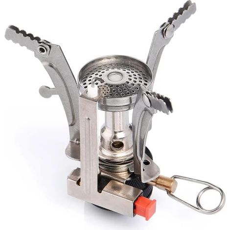 Mini réchaud gaz camping pliable 3000W allumage piézo Pliable et ultra-léger 110g. Parfait pour bivouac, trekking et randonnée. Allumage piézo intégré. Compact 8,3×5,6×4,5 cm. (1/5)