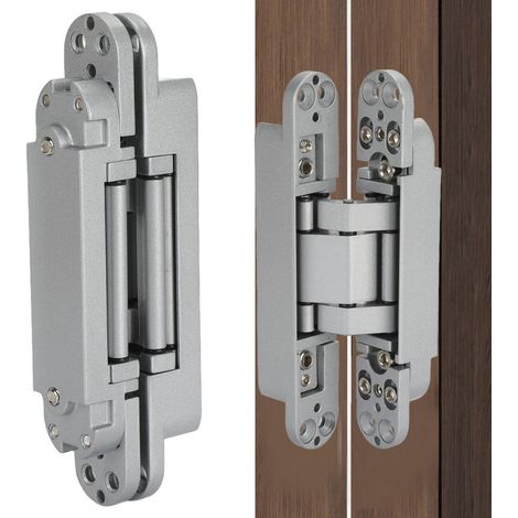 Verstellbares 3D-Kreuzscharnier, unsichtbares Scharnier, verdecktes Türscharnier, Tragfähigkeit 40 kg, silber. (1/5)