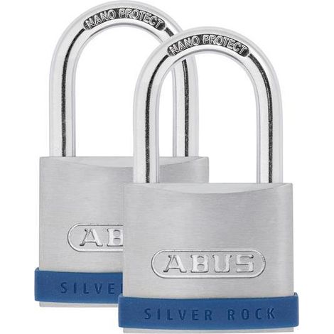 ABUS 80889 50mm Silver Rock 5 Padlock Twin Pack ABU550TC
