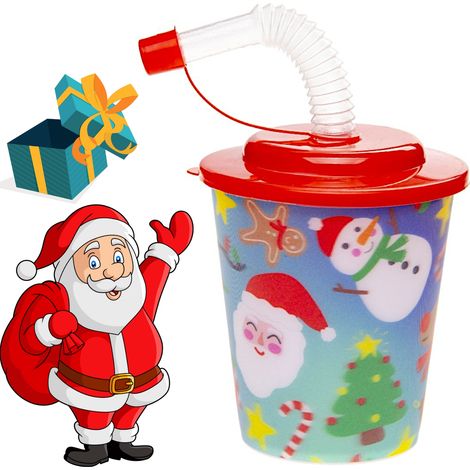Mug pour enfants avec couvercle tubulaire 3D, cadeau de Noël incassable (1/5)