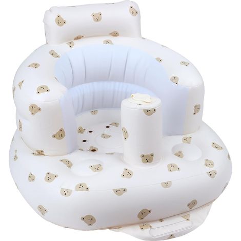 Silla hinchable para bebé, apta para bebés de 6 meses en adelante, con bomba de aire integrada para mantener al bebé estable. - Silla hinchable para bebé Bear Head (1/5)